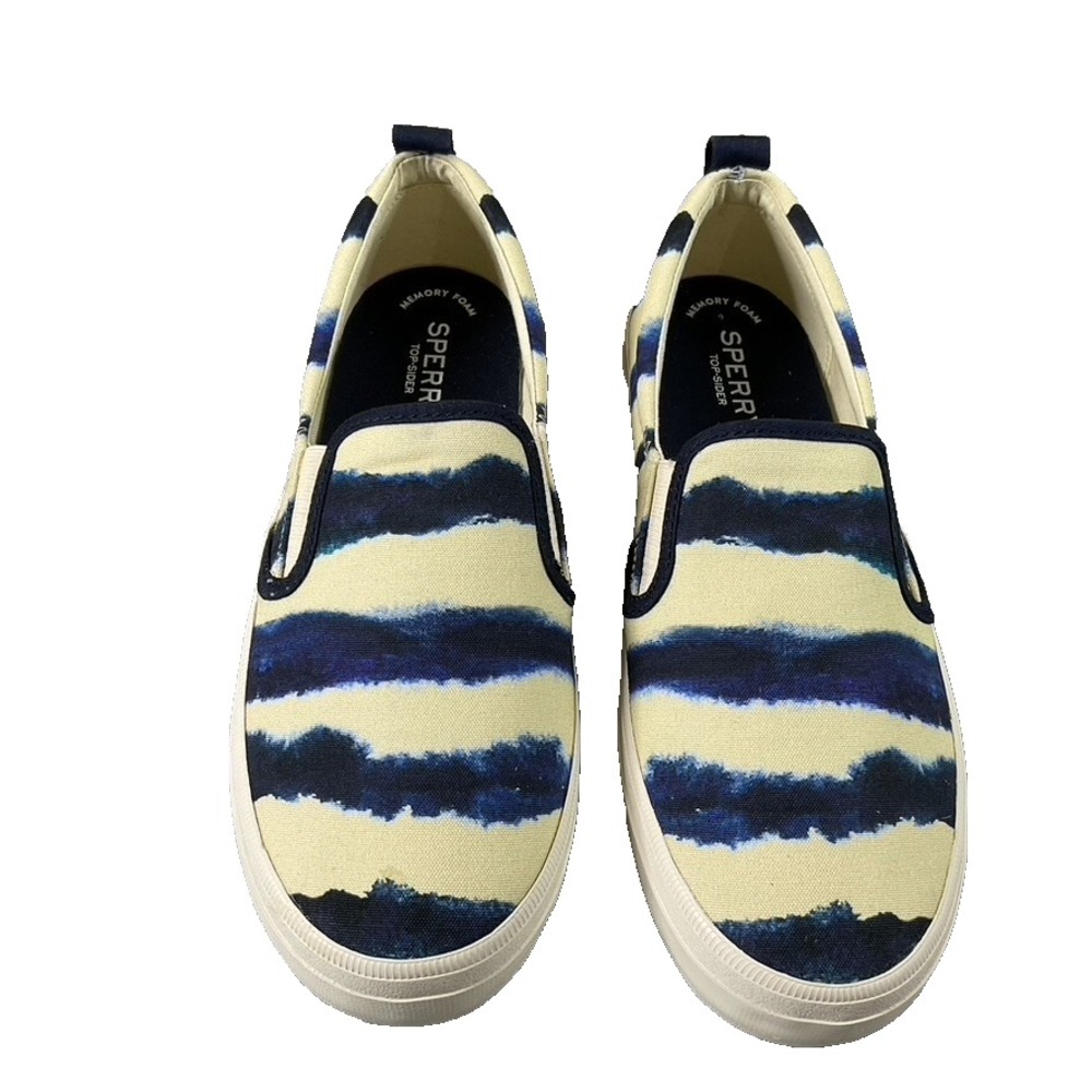 SPERRY STS87169, Women Size 7.5 M Crest Twin Gore Tie Dye Stripe Navy Boating